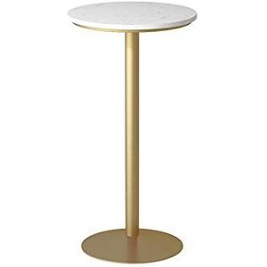 Prachtige CS-Qing-Desk marmeren ronde salontafel, gouden metalen beugel hoge eettafel woonkamer restaurant café onderhandelingstafel Ø55cm (afmetingen: 55 * 55 * 95CM, kleur: A)
