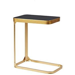 Exquise CS-Qing-Desk Home Magazine Table, C-vormige Snacktafel Glazen Afwerking Metalen Salontafel Cafe Kantoor Woonkamer Bank Zijhoektafel (Grootte: 50 * 30 * 55CM, Kleur: B)