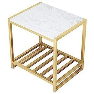 Prachtige CS-Qing-Desk 2-laags marmeren salontafel, met metalen opbergrek, banktafel, ontvangstruimte, slaapkamer, hotelhoektafel, tijdschriftentafel (afmetingen: 50 * 40 * 50 cm, kleur: C)