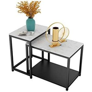 Prachtige CS-Qing-Desk marmeren genestelde salontafel, woonkamermeubelset stapelbare theetafel kantoor ontvangstruimte onderhandelingstafel (kleur: D)