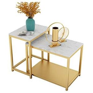 Exquise CS-Qing-Desk marmeren geneste salontafel, woonkamermeubelset stapelbare theetafel kantoor ontvangstruimte onderhandelingstafel (kleur: C)