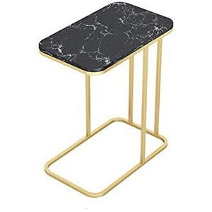 Prachtige CS-Qing-Desk Enkellaagse rechthoekige salontafel, marmeren afwerking Metalen bijzettafel Kantoorappartement Woonkamer Bank Zijkant Decoratieve tafel (afmetingen: 50 * 30 * 58CM, Kleur: D)
