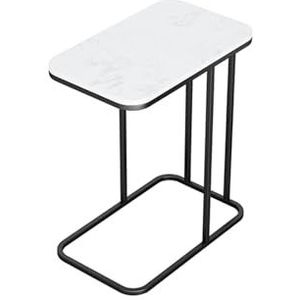 Prachtige CS-Qing-Desk Enkellaagse rechthoekige salontafel, marmeren afwerking Metalen bijzettafel Kantoorappartement Woonkamer Bank Zijkant Decoratieve tafel (afmetingen: 50 * 30 * 58CM, Kleur: B)