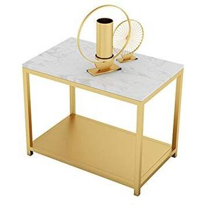 Prachtige CS-Qing-Desk marmeren salontafel, enkellaags metalen banktafel multifunctionele consoletafel thuis woonkamer gang hoektafel (afmetingen: 57 * 36 * 45CM, kleur: D)