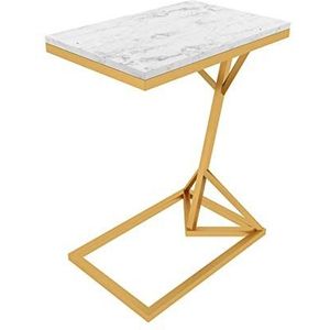 Exquise CS-Qing-Desk C-vormige salontafel, marmeren rechthoekige salontafel thuis woonkamer bank bijzettafel binnen bureau nachtkastje lade tafel (afmetingen: 45 * 30 * 58CM, kleur: C)