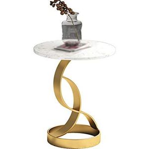 Prachtige CS-Qing-Desk marmeren ronde salontafel, creatieve banktafel thuiswinkel café hoektafel balkon decoratieve salontafel (afmetingen: 50 * 50 * 55CM, kleur: B)