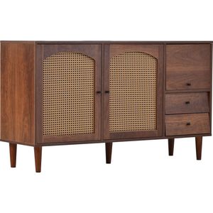 Merax Sideboard Houten Commode - Dressoir met Rattan Deuren - Bruin