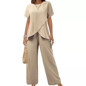 Wijde broek met hoge taille - GRIJS - Dame - 19.00
