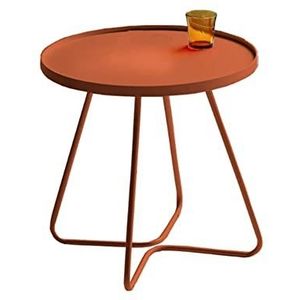 DangLeKJ Salontafel, bank bijzettafel, binnen buiten ronde metalen bijzettafels weerbestendig bijzettafel voor terras, tuin, balkon, tuin (kleur: oranje, maat: 43 x 43 x 50 cm)