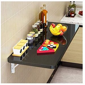 DangLeKJ Opvouwbare aan de muur gemonteerde tafel, opbergplank, Eco Density Board glad 60 kg Bespaar ruimte met 2 metalen beugels voor keuken, badkamer (kleur: zwart, maat: 120 x 40 cm)