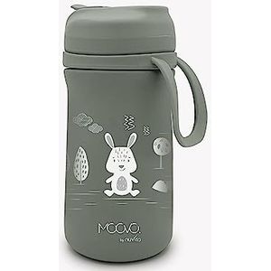 Nuvita 4440 Thermocontainer met siliconen schenktuit en rietje, isolatiehouder voor vloeistoffen, draagbare fles, thermoskan voor warme en koude dranken, container 350 ml, Sage Green