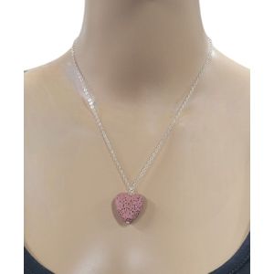 sieraden - ketting met hanger dames - hartje - cadeau voor vrouw – Terracotta + zilverkleurige ketting - oDaani