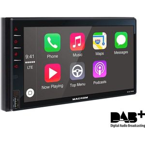Autoradio Dubbel DIN - Apple Carplay - Androidauto - DAB - DAB+ - Bluetooth - Handsfree - Afstandsbediening - AM - FM - RDS - Zwart (Macrom M-DL7000D)