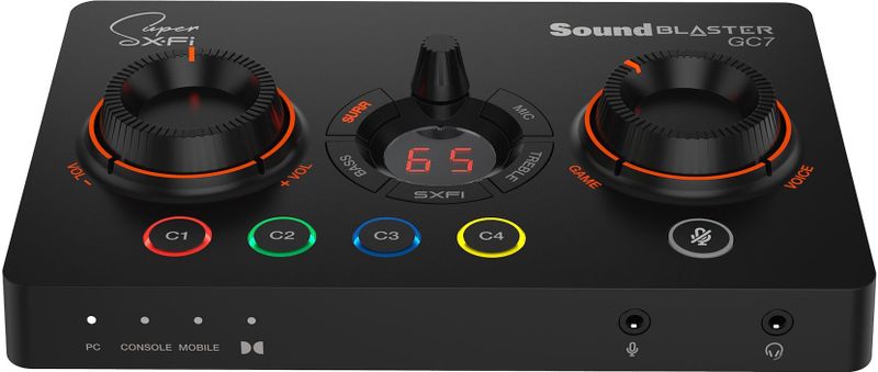 Creative Sound Blaster GC7 Gamestreaming USB-DAC en verstrerker met programmeerbare knoppen en Super X-Fi (zwart)