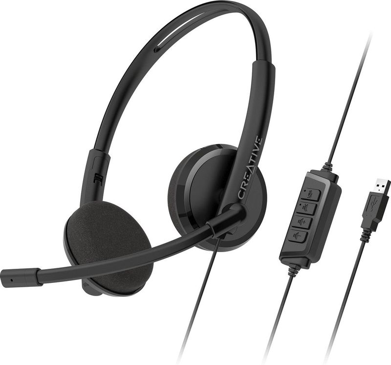 Creative HS-220 USB-Headset met Ruisonderdrukkende Condensatormicrofoon en Inline-Afstandsbediening