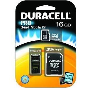 Duracell 16GB MicroSDHC 3-In-1 Mobile Kit