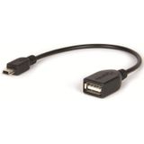Hamlet - USB 2.0 Kabel - Mini-USB A - USB A - Zwart - 0,15 m