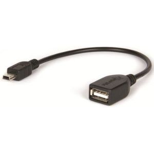 Hamlet - USB 2.0 Kabel - Mini-USB A - USB A - Zwart - 0,15 m