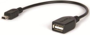 Hamlet - USB 2.0 Kabel - Mini-USB A - USB A - Zwart - 0,15 m
