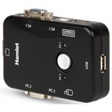 Hamlet - KVM Smart Control - 3-poorts USB-switch - Zwart - Inclusief KVM-kabels