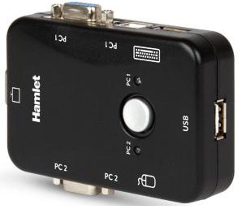 Hamlet - KVM Smart Control - 3-poorts USB-switch - Zwart - Inclusief KVM-kabels