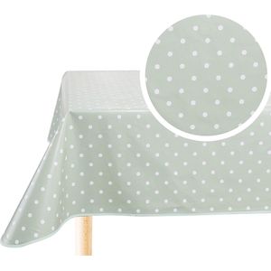 Home Direct Rechthoekig Tafelzeil PVC Veeg Clean Tafelkleed Tafelkleed 140cm x 240cm 55x94 Polka Dot Salie Groen