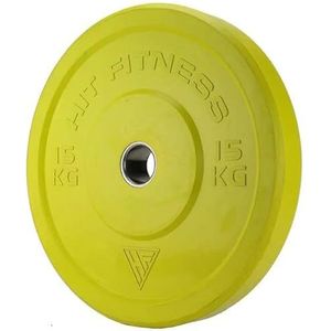 Hit Fitness Plaque de bumper unisexe pour adulte - 15 kg - Jaune - Diamètre : 510 mm