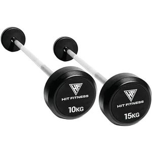 Hit Fitness Uniseks rubberen barbell voor volwassenen, 20 kg, zwart en chroom, 106,6 x 18 x 18 cm