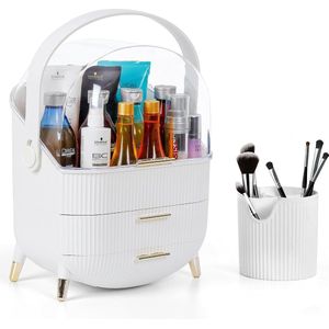Winter Shore - Witte Make-up Opslag Organizer - 3-Laags Plastic Lade Doos - Waterdicht - Stofdicht Cosmetisch & Skincare Display Kast voor Reizen