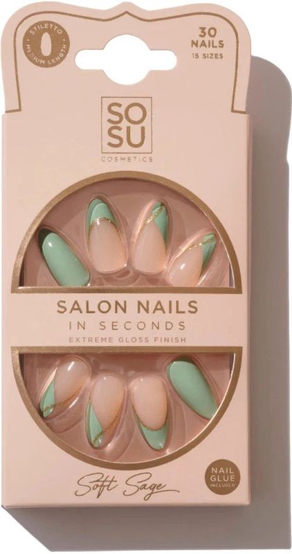 Sosu - Salon Nails - Soft Sage - Faux Nails - 30 Stuks