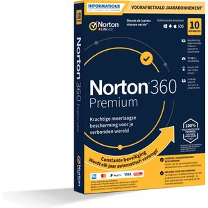 Norton 360 Premium - 10 Apparaten - 1 Jaar - 75GB