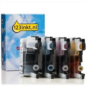 Inktcartridge Aanbieding: 123inkt huismerk vervangt Brother LC-127XL / LC-125XL zwart + 3 kleuren