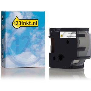 Dymo 1805433 IND Rhino tape permanent polyester zwart op transparant 24 mm (123inkt huismerk)