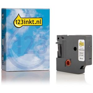 Dymo 1805442 IND Rhino tape permanent polyester zwart op wit 6 mm (123inkt huismerk)
