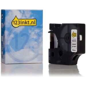 Dymo S0720780 / 43613 tape zwart op wit 6 mm (123inkt huismerk)