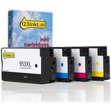 Inktcartridge 123inkt huismerk vervangt HP 953XL multipack zwart/cyaan/magenta/geel