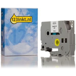 123inkt huismerk vervangt Brother HSe-211 krimpkous tape zwart op wit 6 mm
