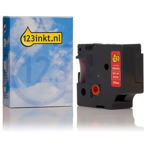 Dymo 1805429 IND Rhino tape vinyl wit op rood 24 mm (123inkt huismerk)
