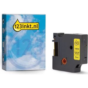Dymo S0718290 / 18054 IND Rhino tape krimpkous zwart op geel 9 mm (123inkt huismerk)
