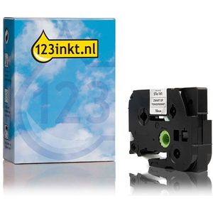 123inkt huismerk vervangt Brother STe-141 stenciltape zwart op transparant 18 mm