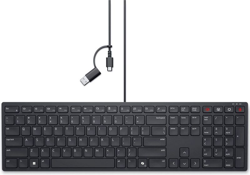 Dell - Wired Collaboration Toetsenbord - Zwart - USB-USB-C