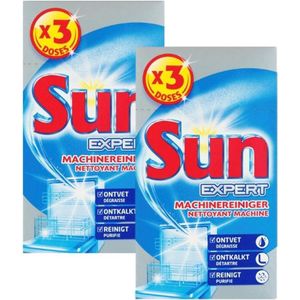 Sun - Vaatwasmachinereiniger - pak 3 dosissen - 2 stuks