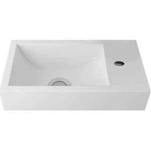 Nemo Spring Keyna handwasbakje 400 x 220 mm wandmontage wit solid surface afvoergat D44 mm doorgestoken kraangat rechts D35 mm zonder overloop 607005043133