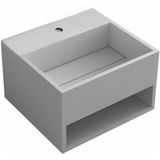 Nemo Stock Java Style kubus handwasbakje met plank 330 x 330 mm mineraalcomposiet wit mat