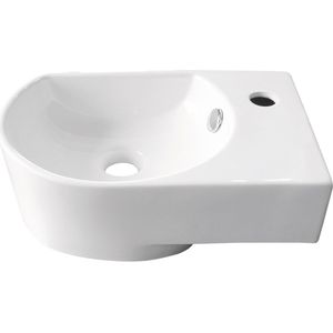 Fontein VM Go Flexy Rechts 41x27x14.2cm Porselein Glans Wit Met Overloop
