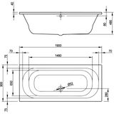 Ligbad vmk go stelli xl duo 190x90x48 cm incl. Poten acryl wit