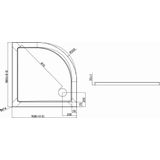 Douchebak VM Go Helion 90x3.5cm Composiet Kwartrond Wit Verstevigd