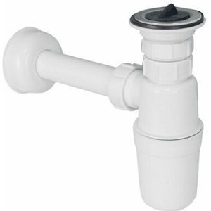Nemo Go sifon 64 x 40 mm met afvoerbuis en afdekrozet met afvoerplug wit PP