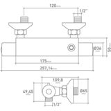Douchekraan Go By Van Marcke - Thermostaat - Chroom - Hartafstand 12cm