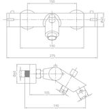 Nemo Go Move Badmengkraan - thermostatisch - waterbesparend - hartafstand 15cm - veiligheidsblokkering - keramische schijven - rozetten - S-koppelingen - chroom 8040-03